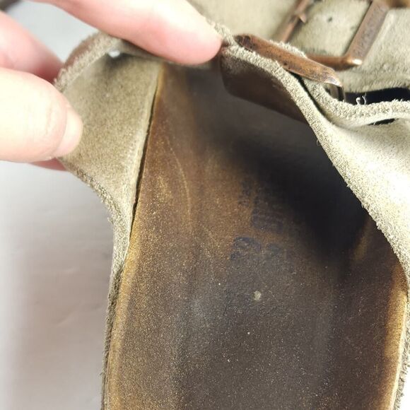 BIRKENSTOCK Women's Arizona US8 EU39 Taupe Suede SoftFB Slide Sandals - Picture 16 of 16